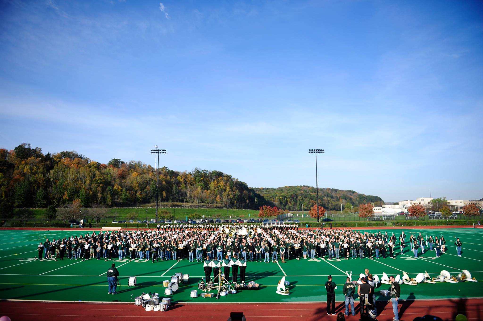 Marching band on the football field